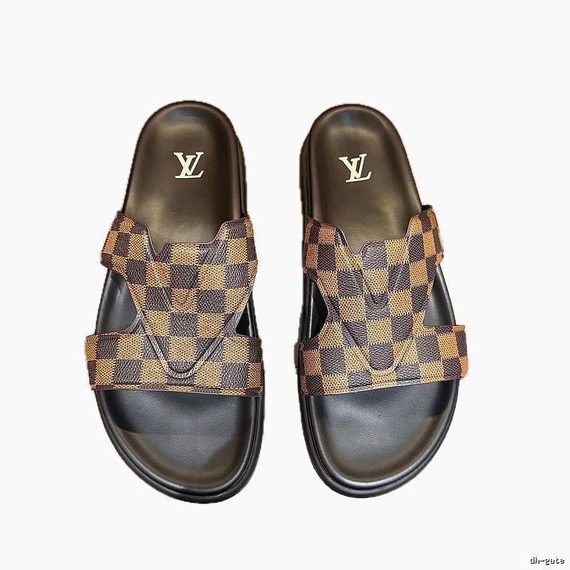 Louis Vuitton Checkerboard Casual Style Brown Slides