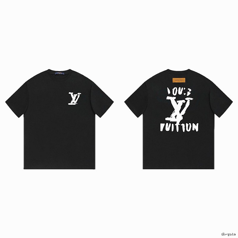 Louis Vuitton Graffiti Street Style Black Short Sleeve T-shirt