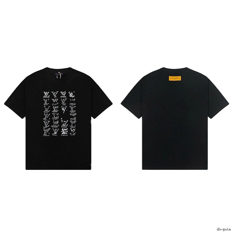 Louis Vuitton Graffiti Trend Style Black Short Sleeve T-Shirt