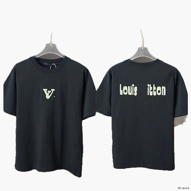 Louis Vuitton Letter Print Casual Style Black T-Shirt