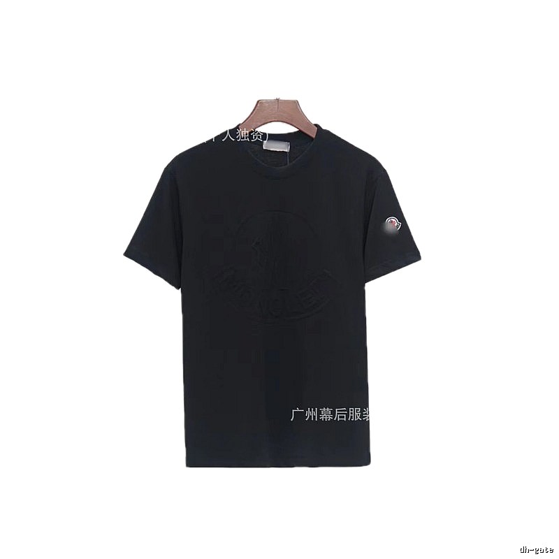 Moncler Embossed Streetwear Style Black Short-Sleeve T-Shirt