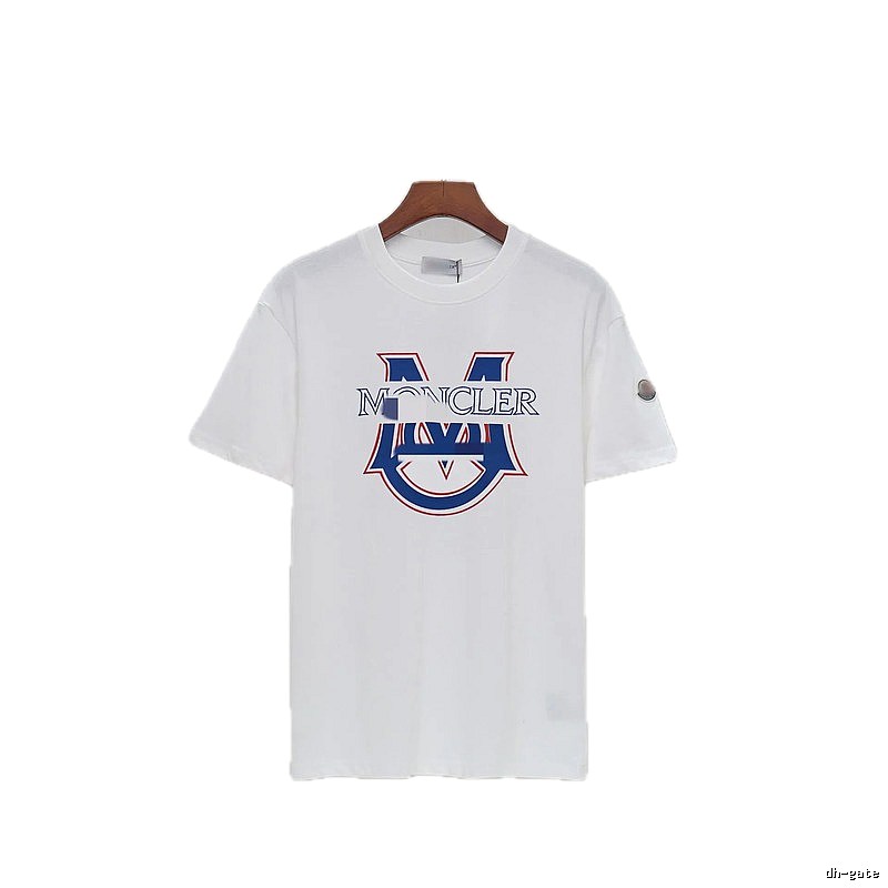 Moncler Large M Printed Casual Style White T-Shirt