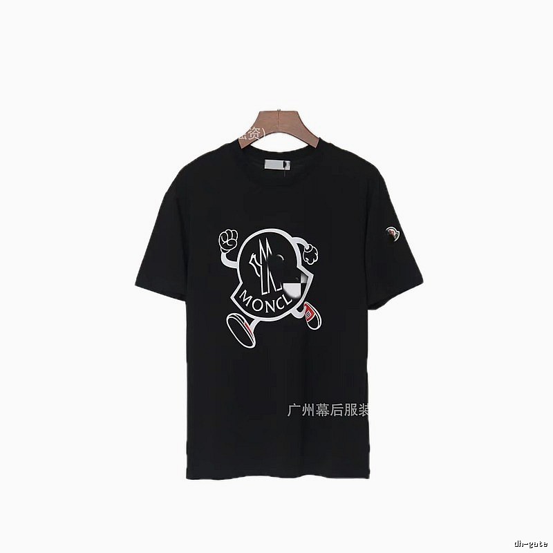 Moncler Trendy Black Cartoon Print Short-sleeved T-shirt