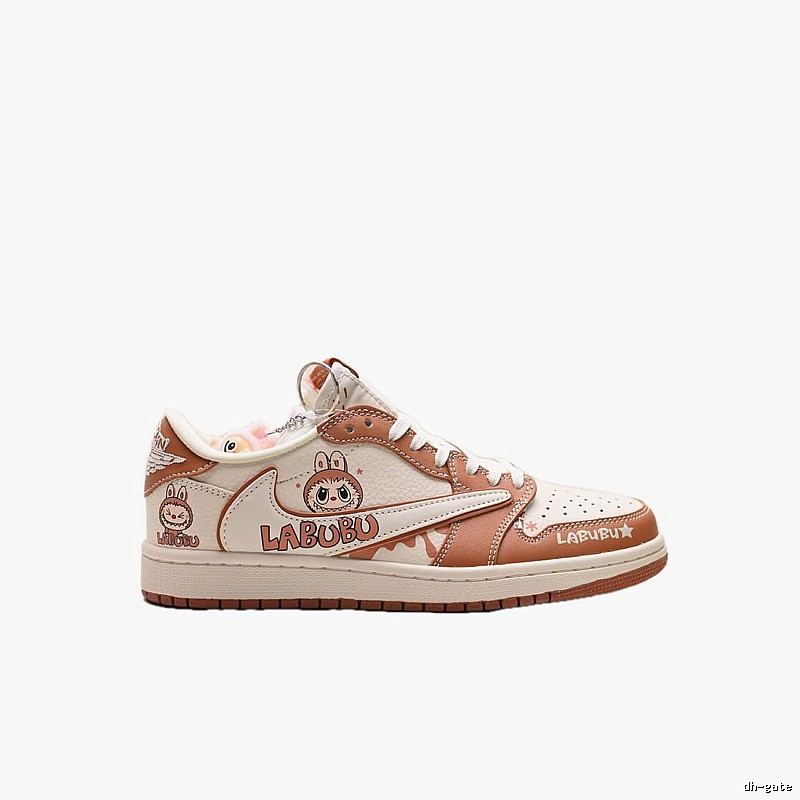 Nike co-branded cartoon-style brown and white shoes