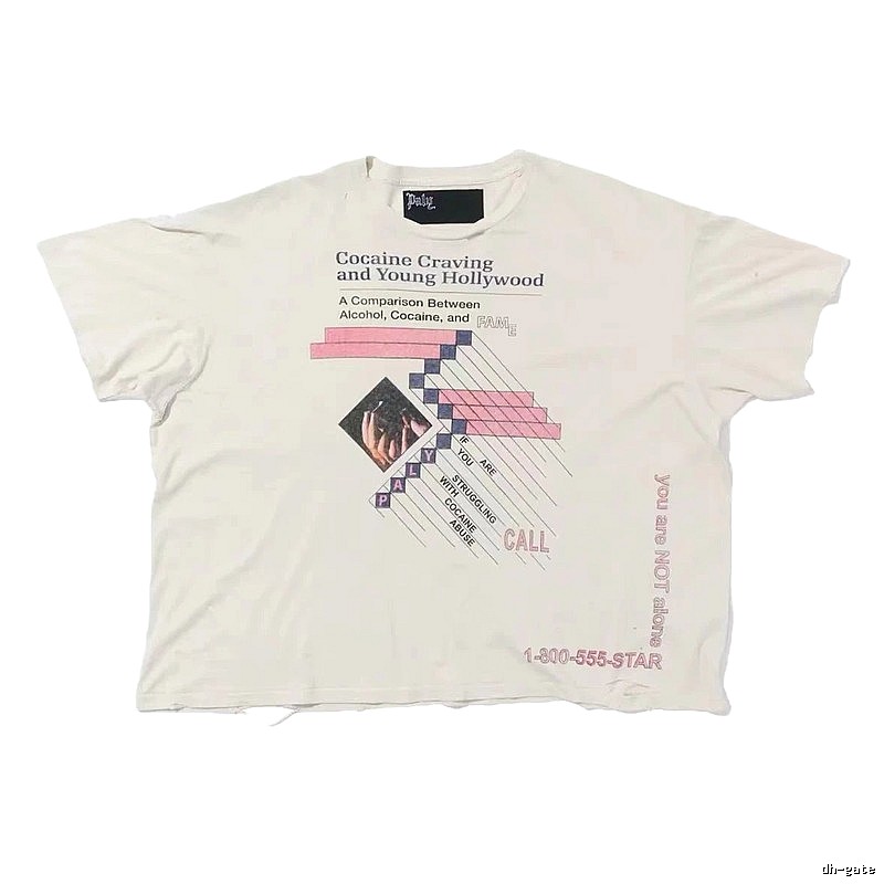 Paly Hollywood Printed Vintage Off-white Short Sleeve T-shirt
