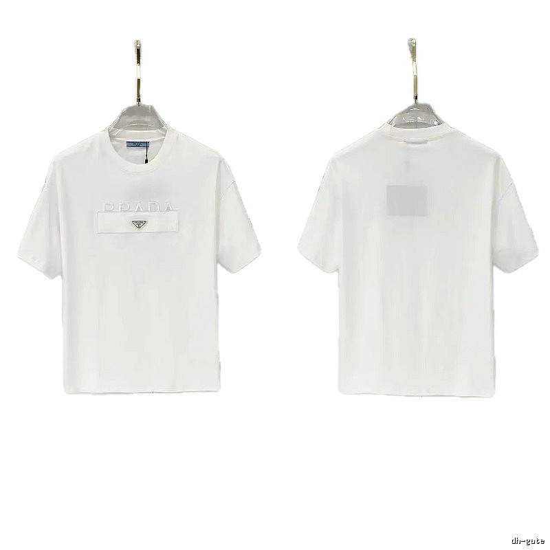 Prada Classic Triangle Logo Minimalist Style White T-Shirt