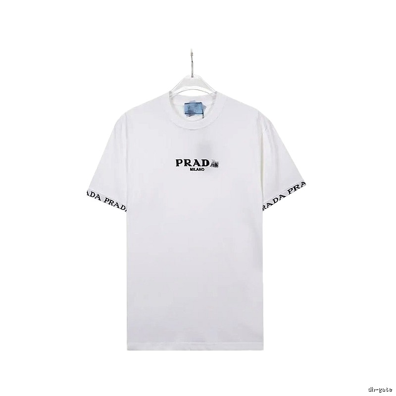 Prada Classic Webbing Minimalist Style White T-Shirt