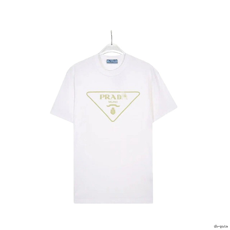 Prada Triangle Logo Casual Style White Short-sleeve T-shirt