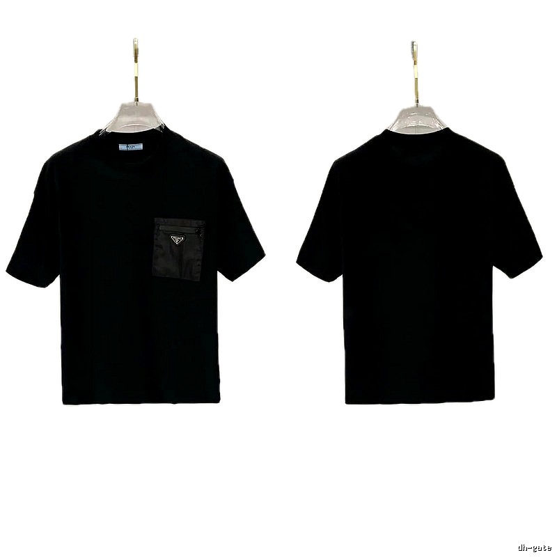 Prada Triangle Logo Minimalist Style Black Short-sleeve T-shirt