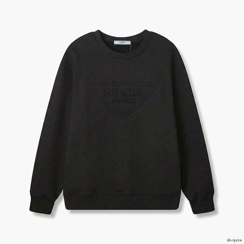 Prada triangular logo simple black sweatshirt