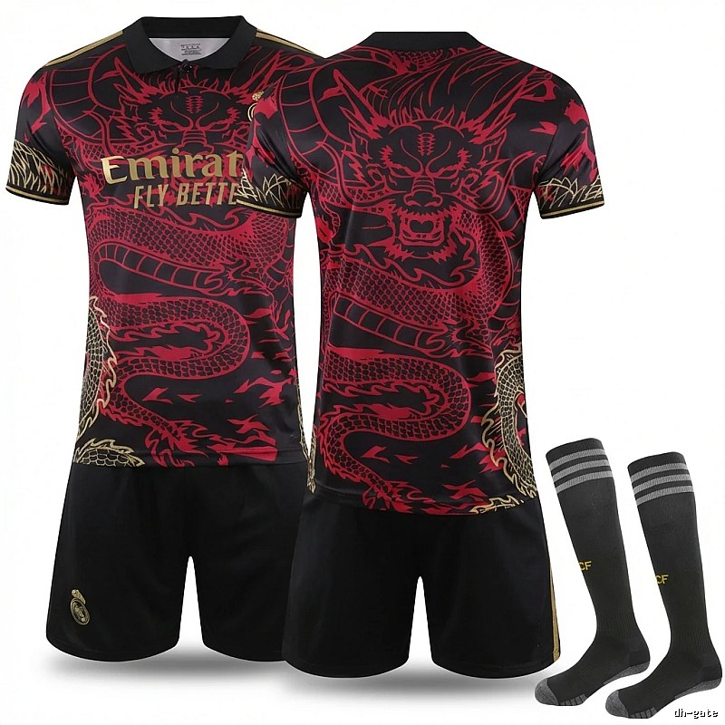 Real Madrid China Dragon series black and red jerseys