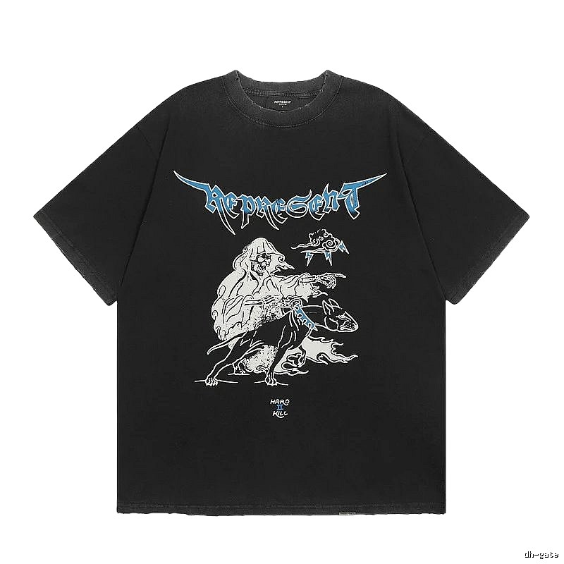 Represent Grim Reaper Print Vintage Style Black T-Shirt