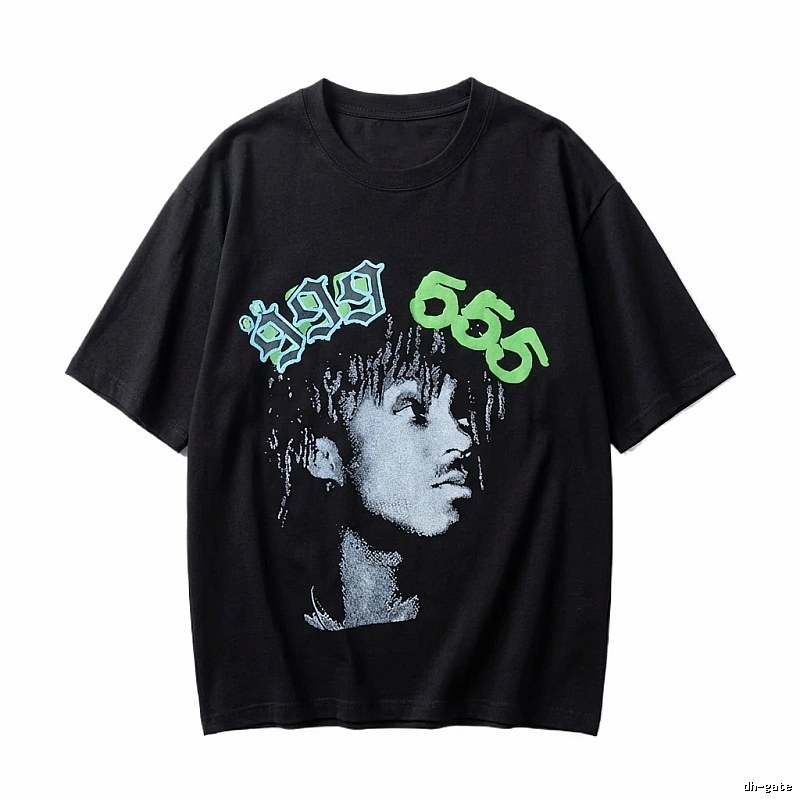 Sp5der Portrait Print Trendy Black T-shirt
