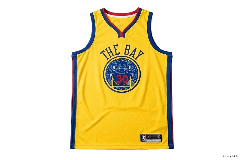 Stephenen Curry's yellow and blue retro-style jersey