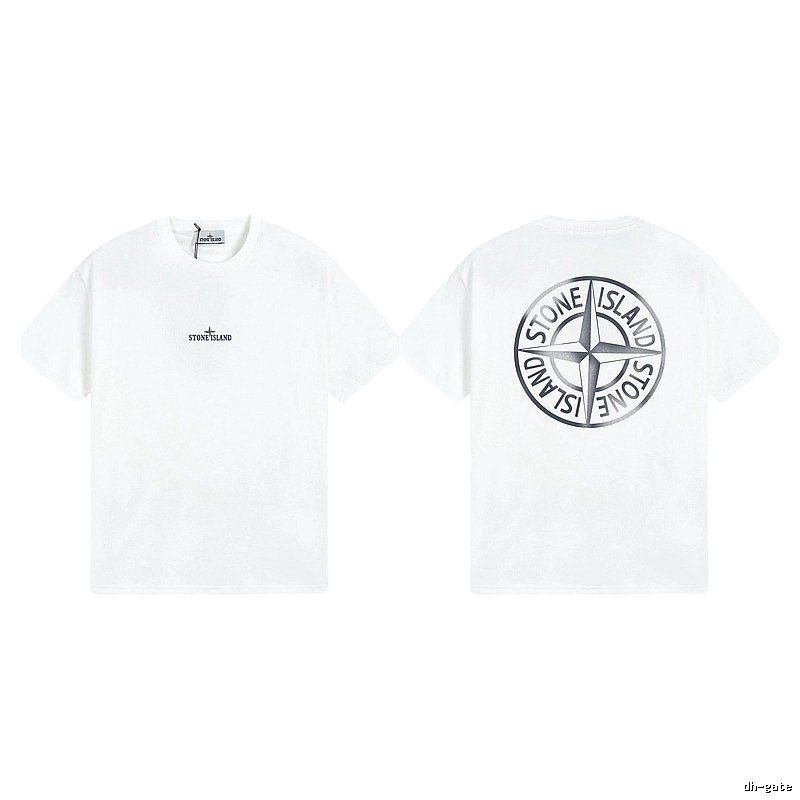 Stone Island Large Compass Print Street Style White T-Shirt
