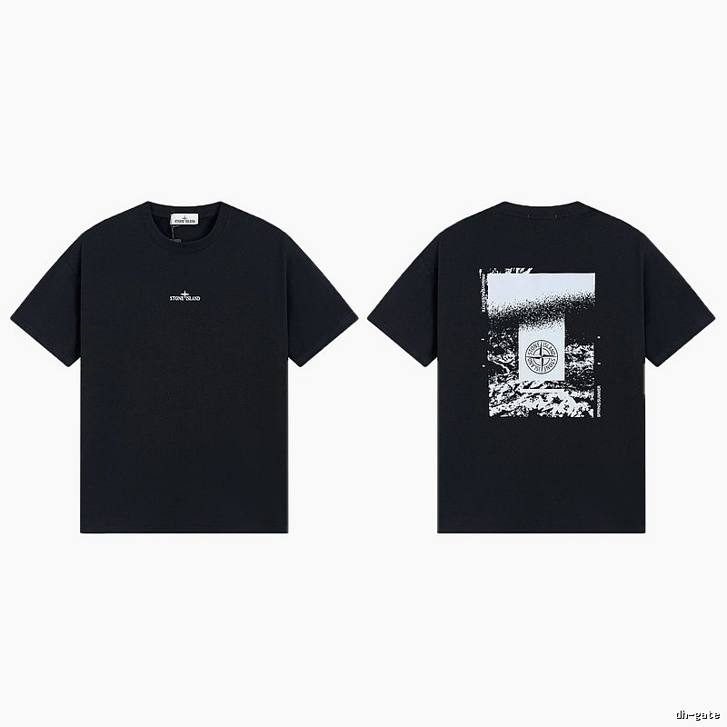 Stone Island Printed Functional Style Black Short Sleeve T-Shirt