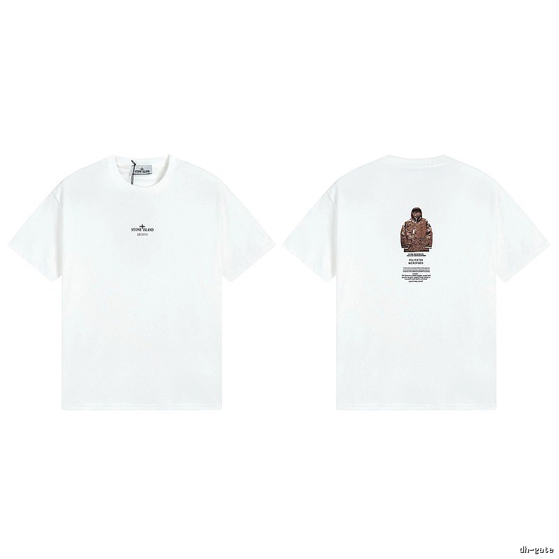 Stone Island Printed Functional Style White Short Sleeve T-shirt