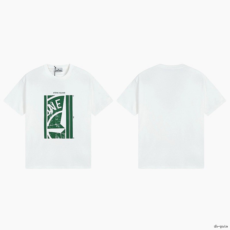 Stone Island Printed Street Style White Short Sleeve T-Shirt