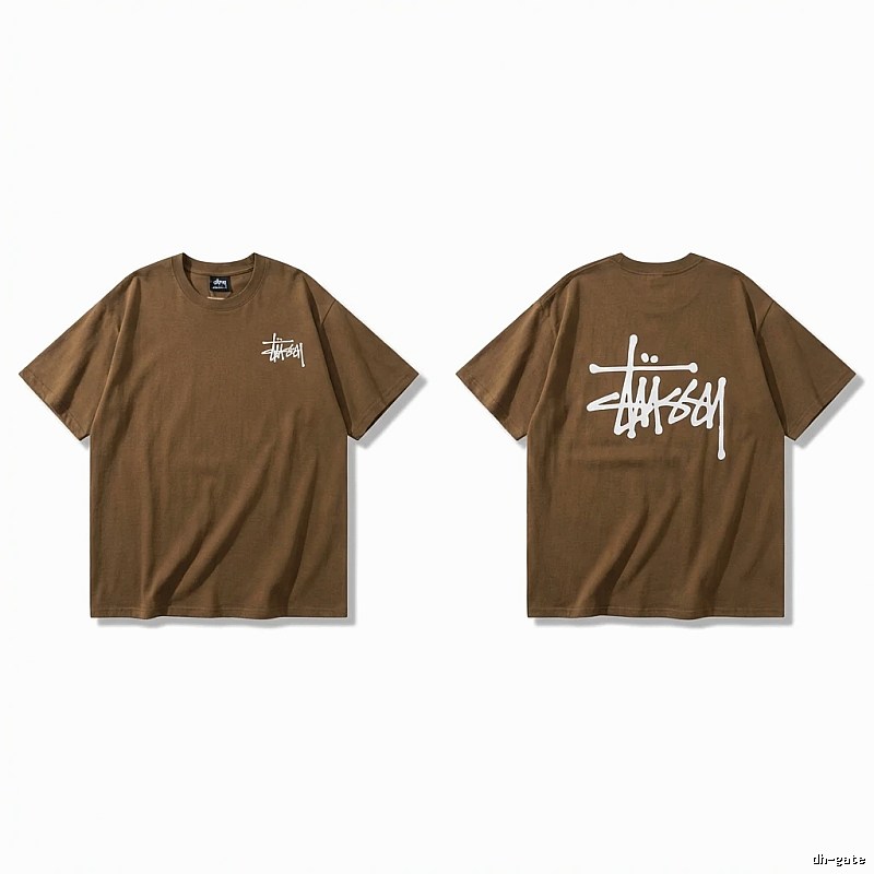 Stussy basic simple style coffee-colored T-shirt