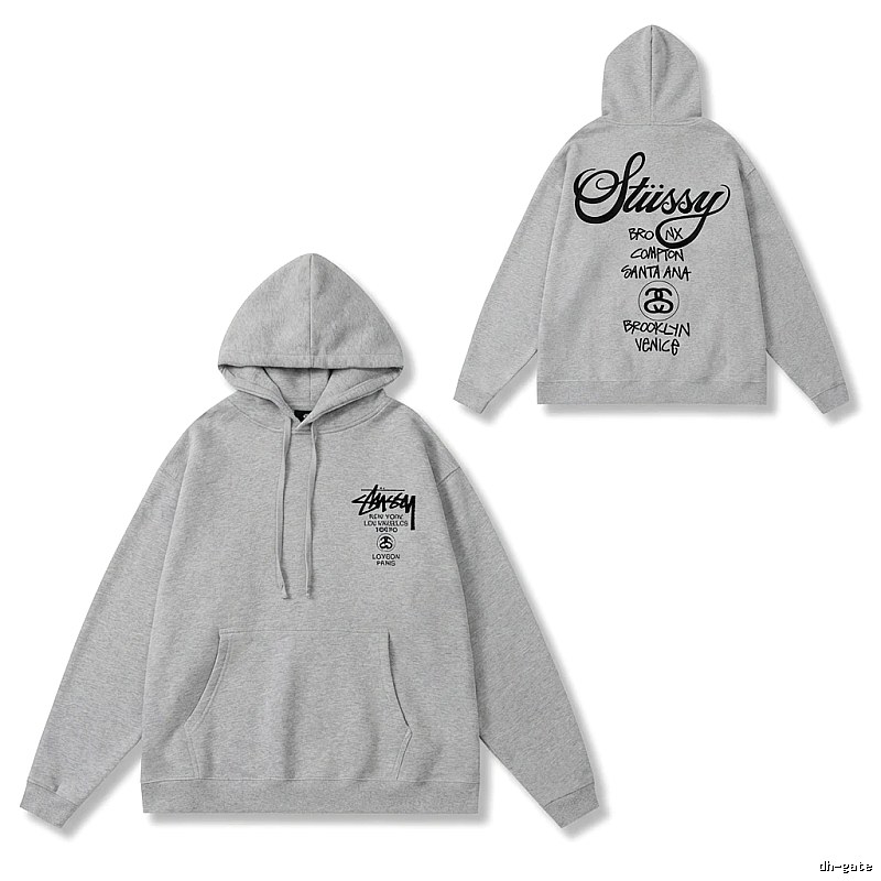 Stussy City Series Minimalist Style Light Gray Hoodie