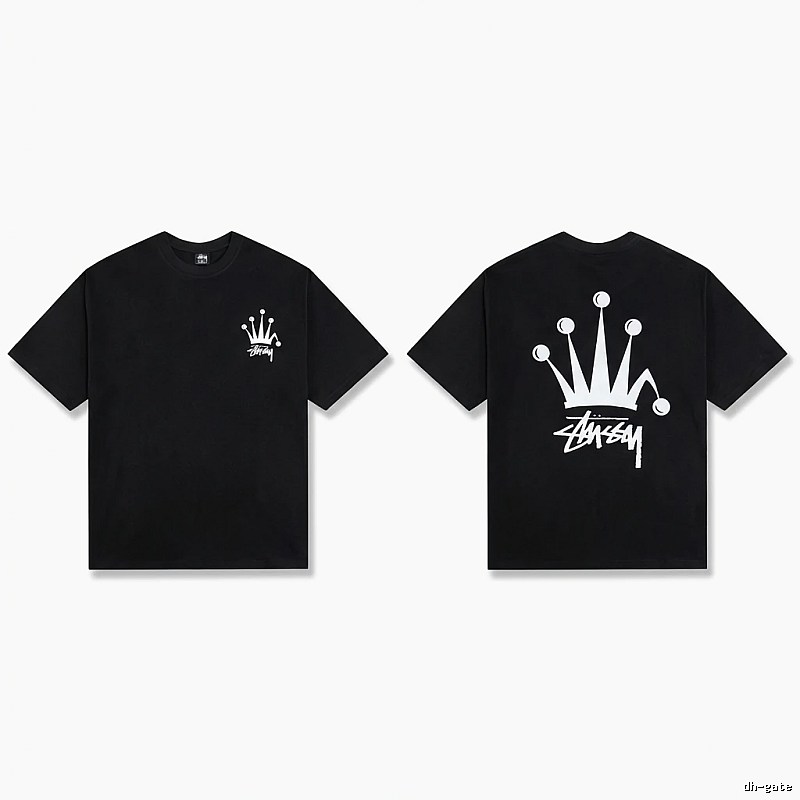 Stussy Crown Trendy and Cool Style Black T-shirt