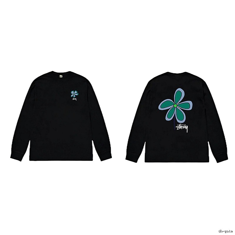 Stussy Flower Print Black Long-Sleeve