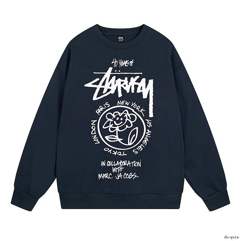 Stussy Navy Style 539 Graphic SweatShirt Poolside Style