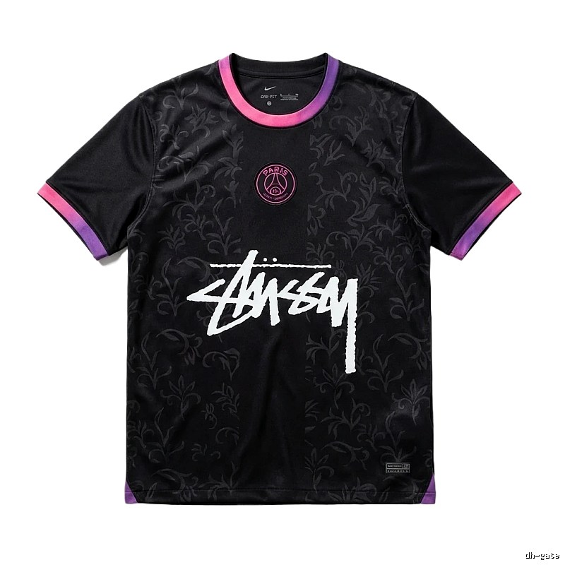 Stussy Paris Co-branded Style Black T-shirt