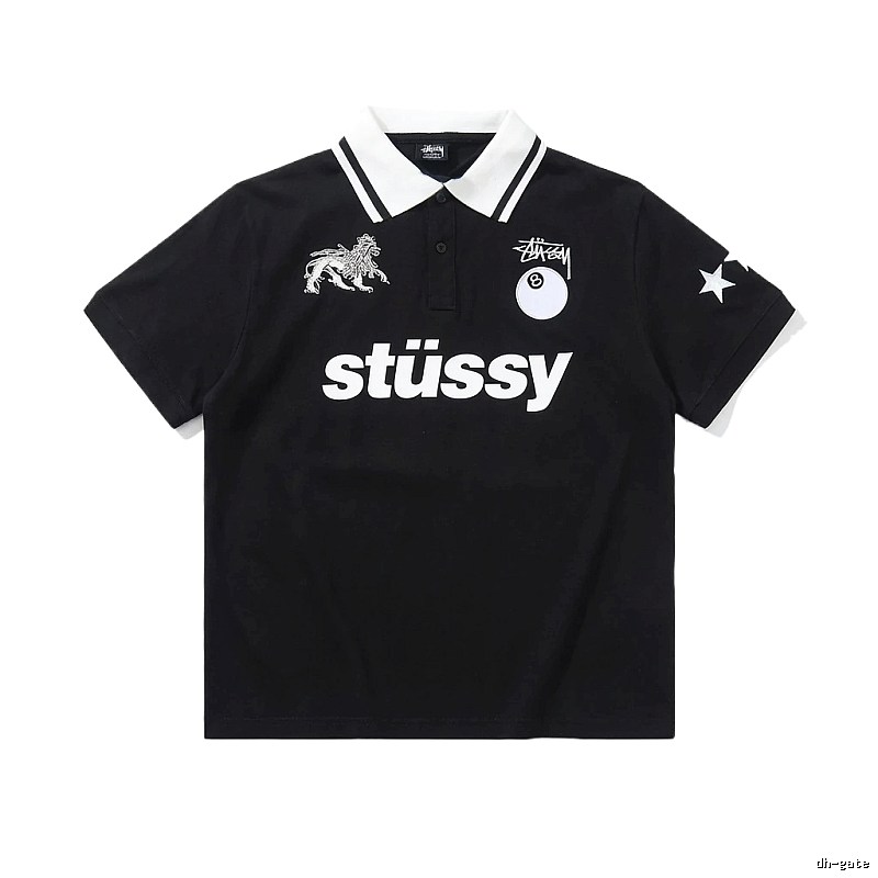 Stussy Trendy Style Black Polo Shirt