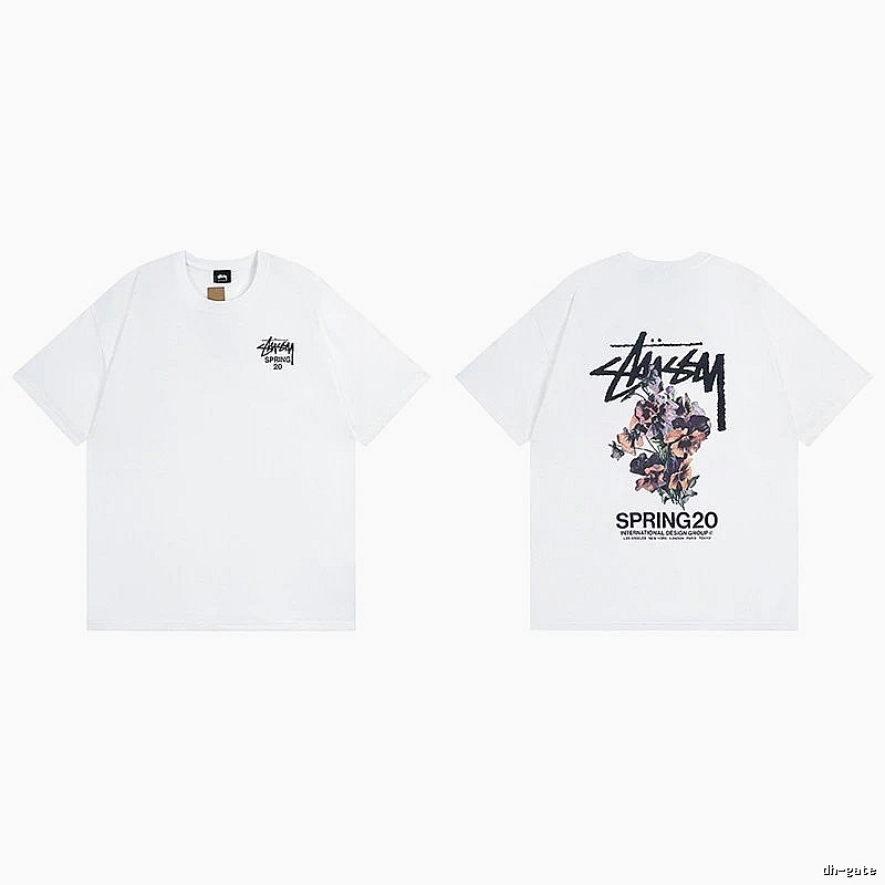 Stussy White Spider Graphic T-Shirt Gift Ready Logo