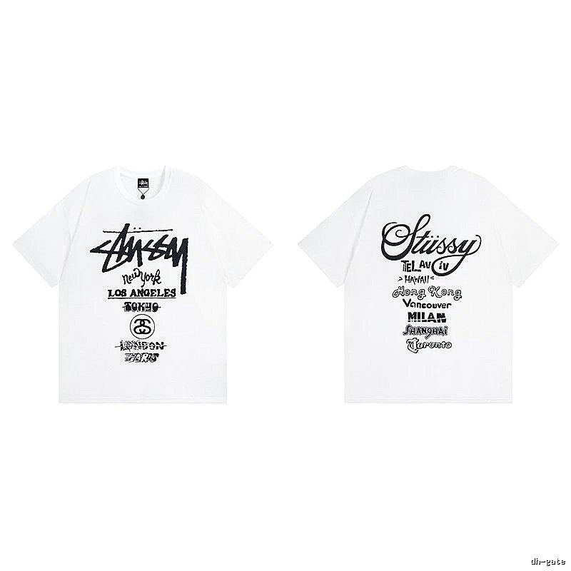 Stussy White Spider Graphic T-Shirt Travel Pack Logo