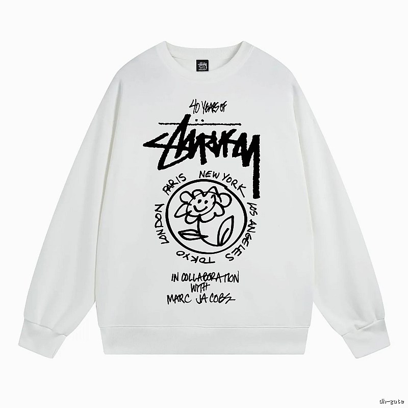 Stussy White Style 539 Graphic SweatShirt Airport Outfit