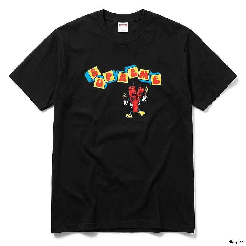 Supreme Cartoon Square Style Black T-shirt