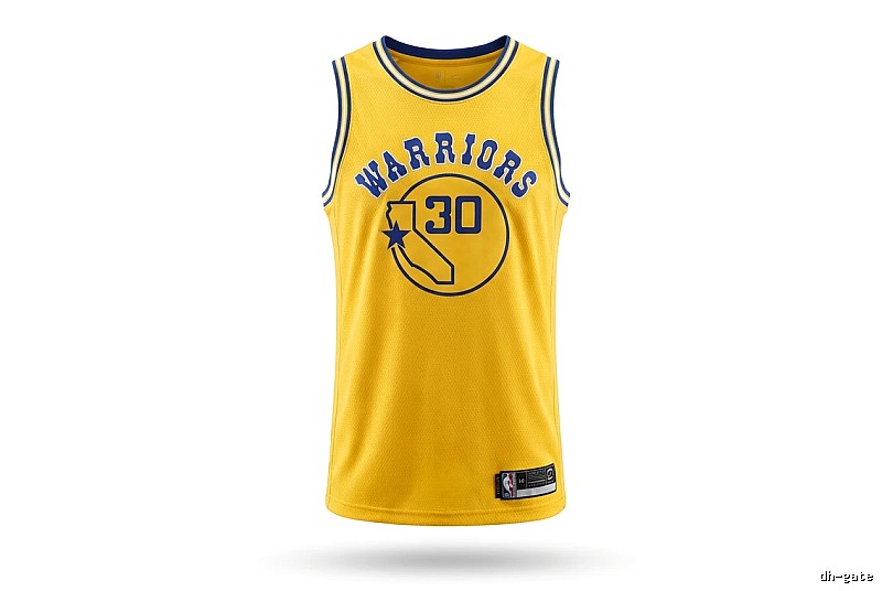 The No. 30 yellow jersey of the Golden State Warriors of Curry.