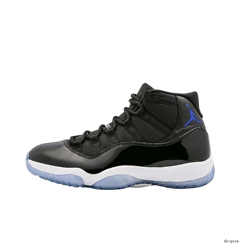 The trendy and cool black and blue Air Jordan 11 basketball shoes