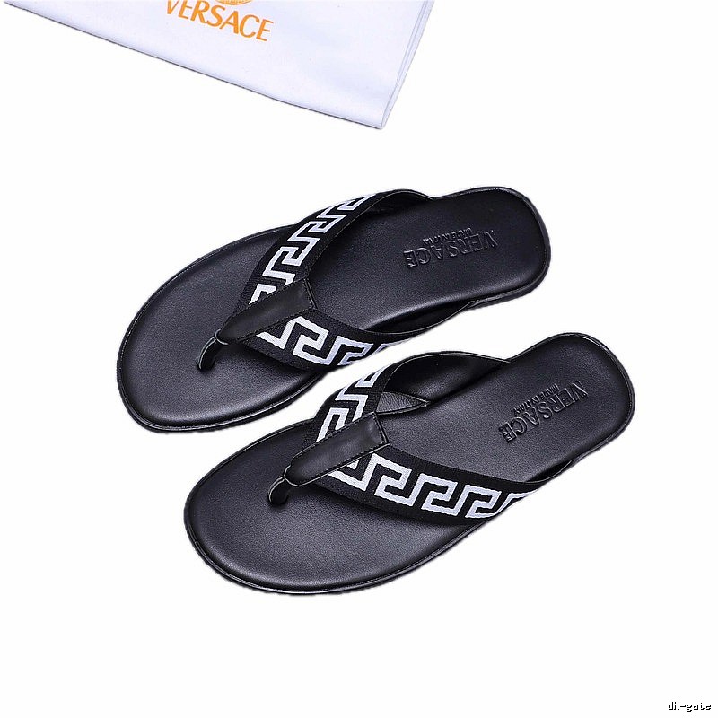 Versace Greek Key Trendy Style Black Flip-Flops