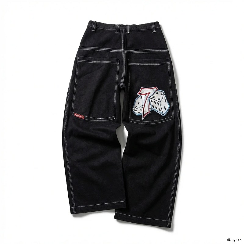 Y2K Dice Style Black Pants